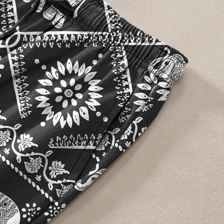 Buddha Stones Cotton Elephant Mandala Pattern Men's Tapered Pants With Pockets - image 2