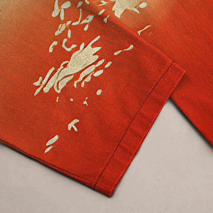 Buddha Stones Cotton Crane Pine Temple Landscape Pattern Men's Tapered Pants With Pockets - image 3