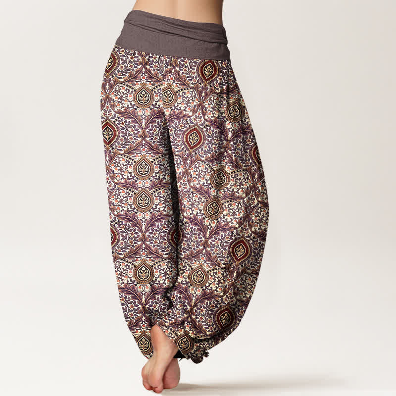 Buddha Stones Pure Cotton Paisley Diamond Pattern Women's Elastic Waist Harem Pants - image 5