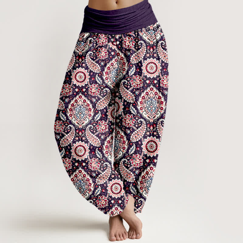 Buddha Stones Cotton Bohemian Mandala Paisley Pattern Women's Elastic Waist Harem Pants - Purple - US16，UK/AU20，EU48 (3XL) - image 6