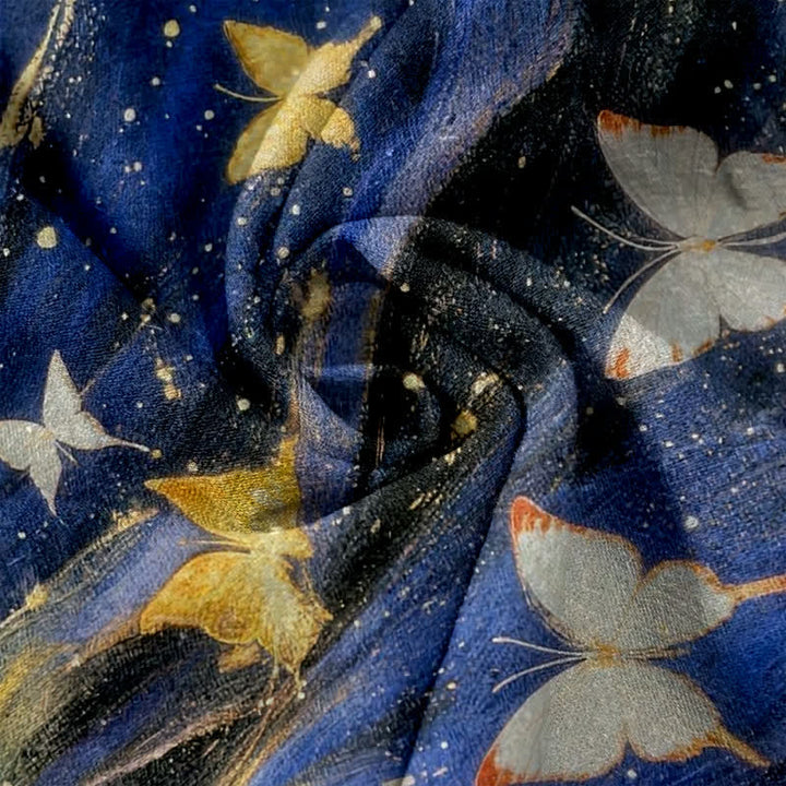 Buddha Stones Cotton Starry Butterfly Ribbon Pattern Women's Elastic Waist Pants With Pockets - image 2