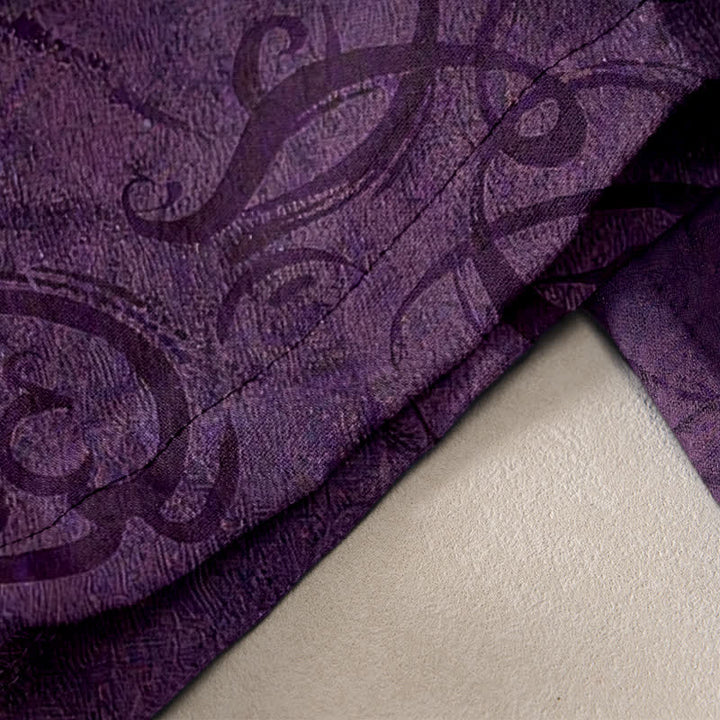 Buddha Stones Cotton Velvet Vine Scroll Pattern Women's Elastic Waist Pants With Pockets - image 1