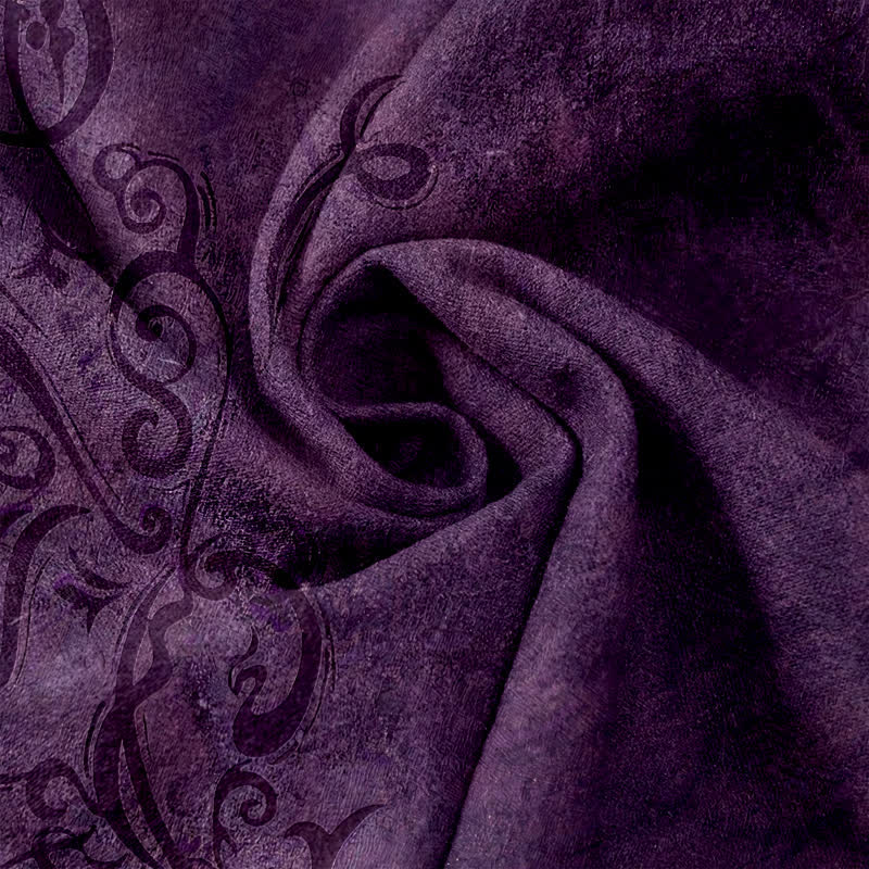 Buddha Stones Cotton Velvet Vine Scroll Pattern Women's Elastic Waist Pants With Pockets - image 3
