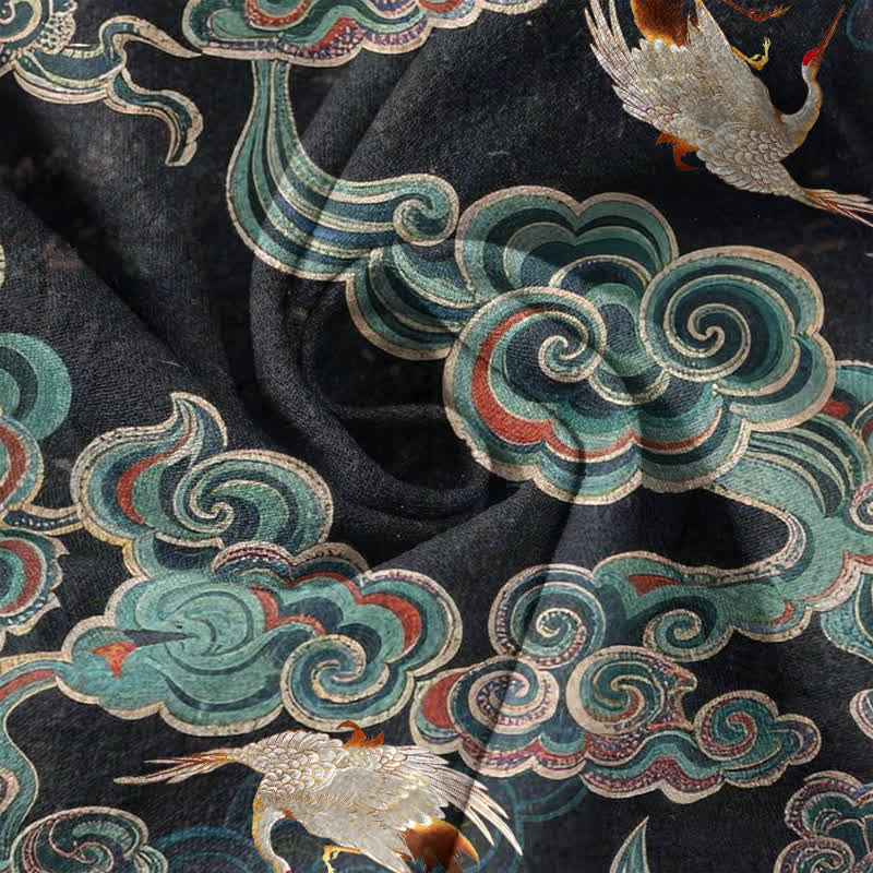 Buddha Stones Cotton Koi Fish Lotus Pattern Men's Short Sleeve Half Button Shirt - image 4