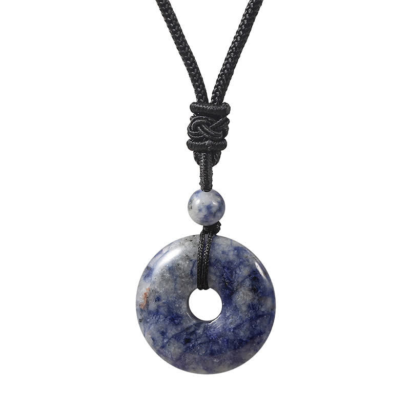 Buddha Stones Natural Rhodonite Gray Agate Peace Buckle Fortune Necklace - Natural Blue Spot Jasper(Color May Vary) - image 9