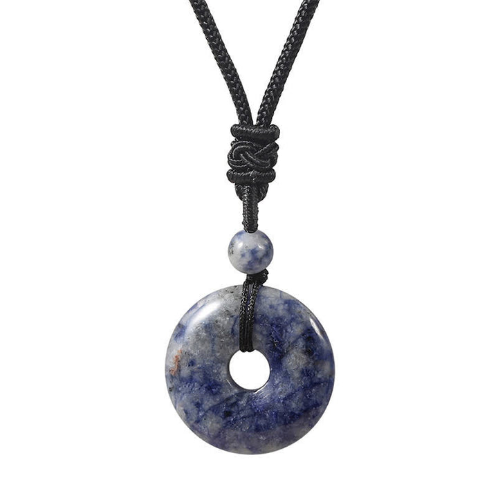 Buddha Stones Natural Rhodonite Gray Agate Peace Buckle Fortune Necklace - Natural Blue Spot Jasper(Color May Vary) - image 9