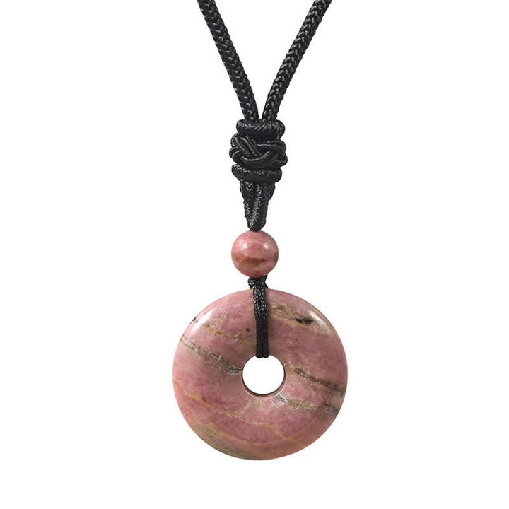 Buddha Stones Natural Rhodonite Gray Agate Peace Buckle Fortune Necklace - Natural Rhodonite(Color May Vary) - image 1