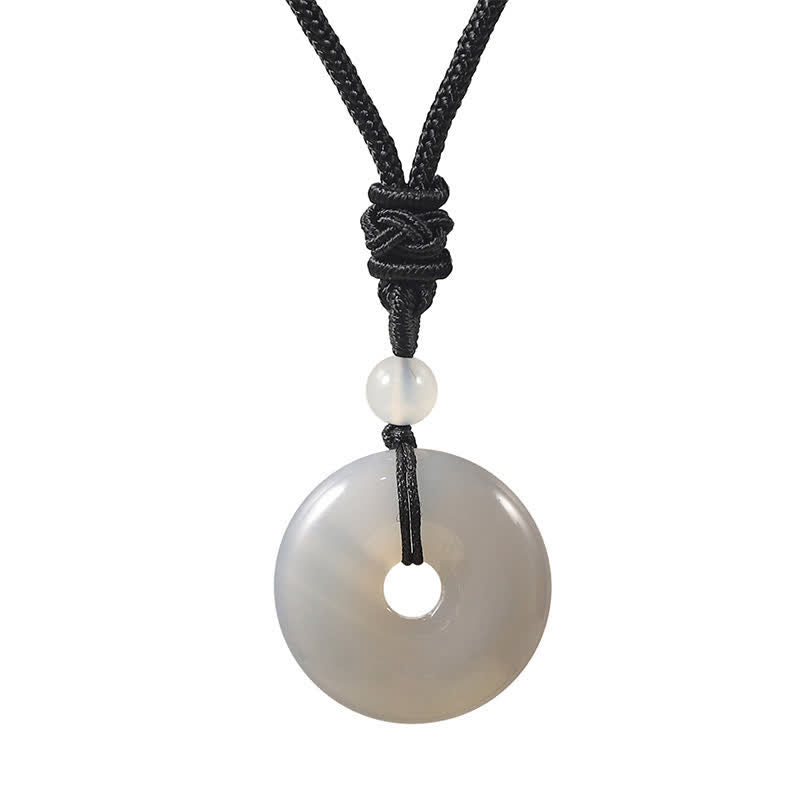 Buddha Stones Natural Rhodonite Gray Agate Peace Buckle Fortune Necklace - Natural Gray Agate(Color May Vary) - image 5