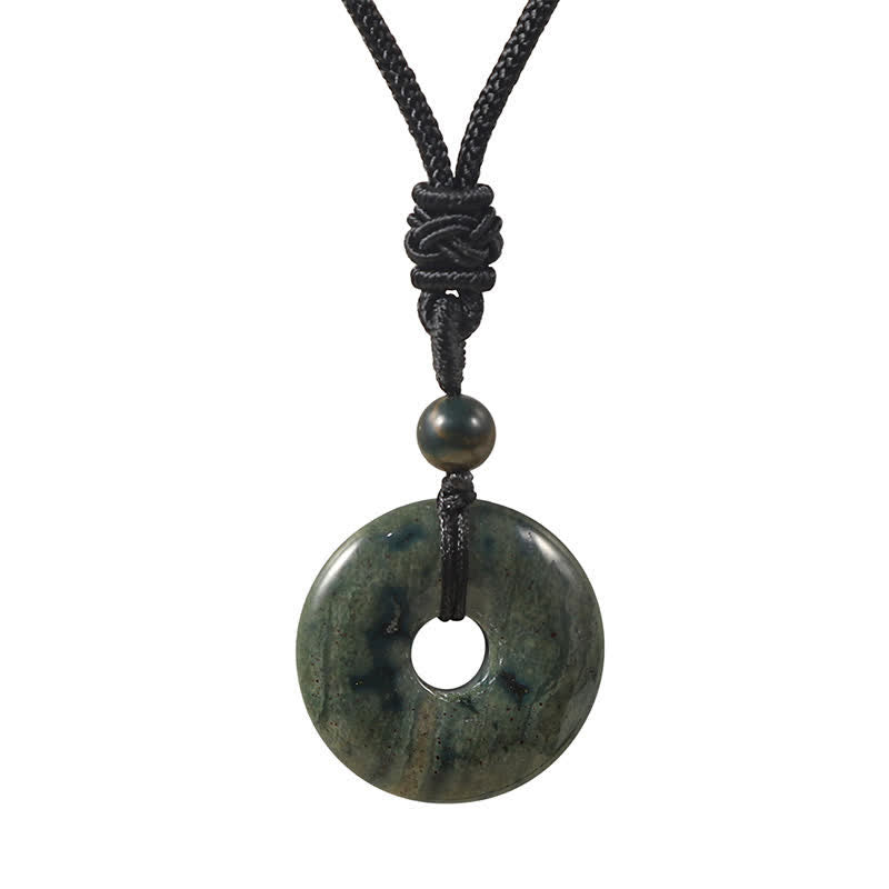 Buddha Stones Natural Rhodonite Gray Agate Peace Buckle Fortune Necklace - Natural Indian Agate(Color May Vary) - image 11