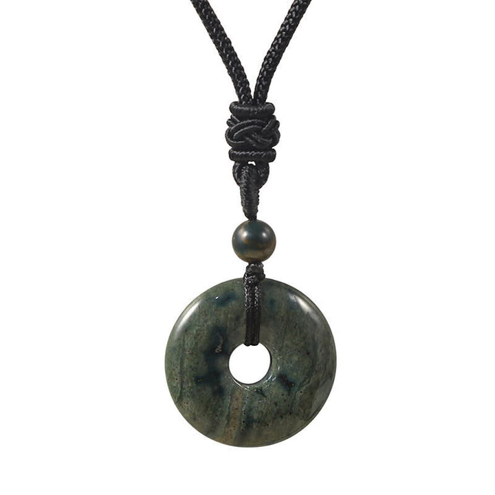 Buddha Stones Natural Rhodonite Gray Agate Peace Buckle Fortune Necklace - Natural Indian Agate(Color May Vary) - image 11