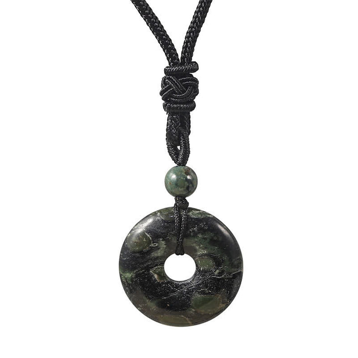 Buddha Stones Natural Rhodonite Gray Agate Peace Buckle Fortune Necklace - Natural Green Tiger Eye(Color May Vary) - image 13