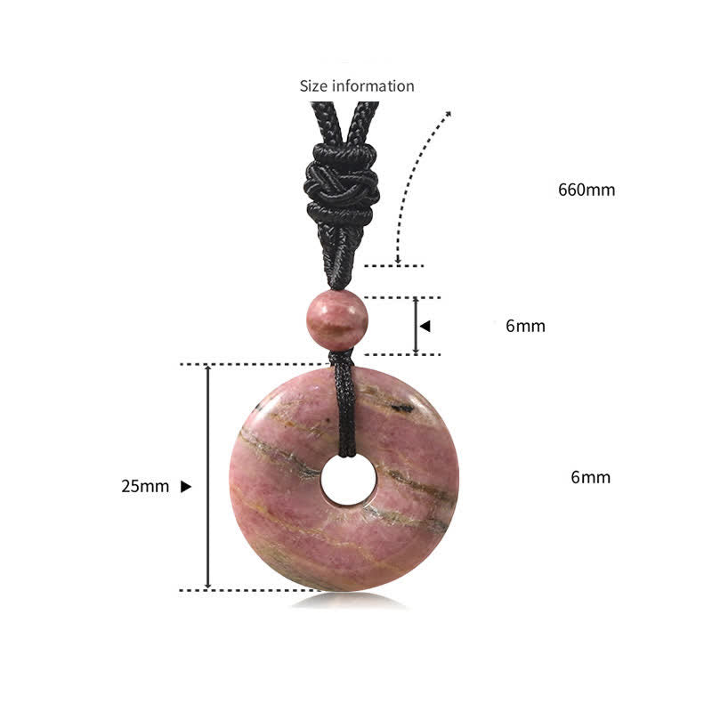 Buddha Stones Natural Rhodonite Gray Agate Peace Buckle Fortune Necklace - image 2
