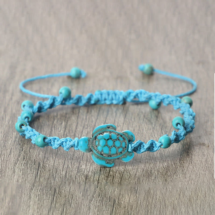 Buddha Stones Turquoise Turtle Design Braided Rope Protection Bracelet - image 17