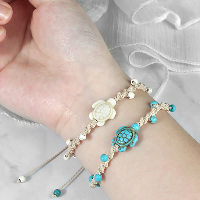 Buddha Stones Turquoise Turtle Design Braided Rope Protection Bracelet - image 24