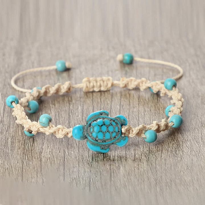 Buddha Stones Turquoise Turtle Design Braided Rope Protection Bracelet - image 3