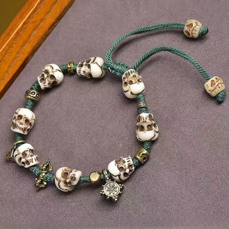 Buddha Stones Bone Beads The Lord Of The Corpse Forest New Beginning Bracelet - Green Rope(Wrist Circumference:17-23cm) - image 0