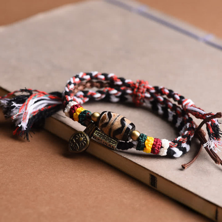 Buddha Stones Dzi Beads Om Mani Padme Hum Double Wrap Braided Rope Peace Bracelet - image 10