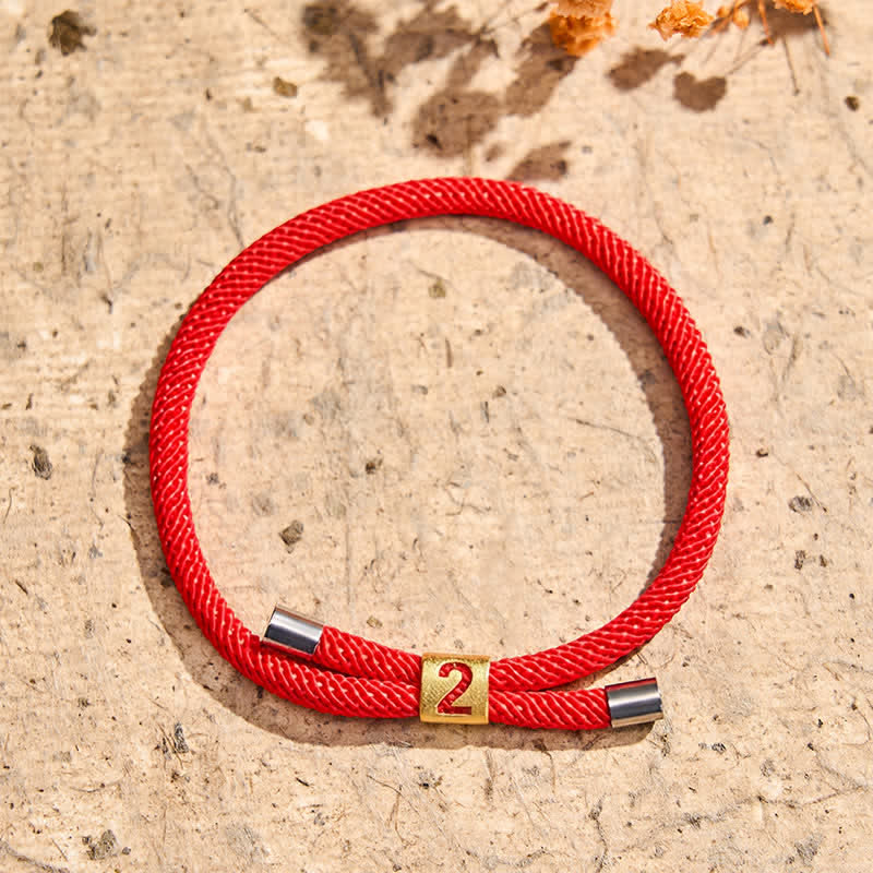 Buddha Stones Single-Digit Angel Numbers Adjustable String Protection Bracelet - Red Rope(Wrist Circumference: 15-23cm) - 2 - image 9