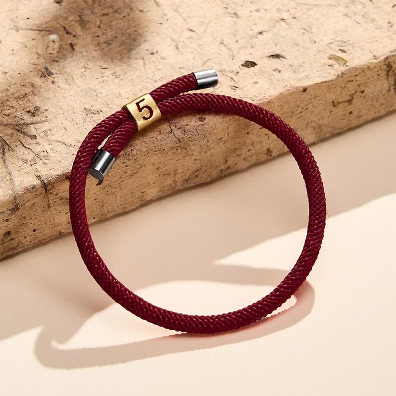 Buddha Stones Single-Digit Angel Numbers Adjustable String Protection Bracelet - Dark Red Rope(Wrist Circumference: 15-23cm) - 5 - image 42