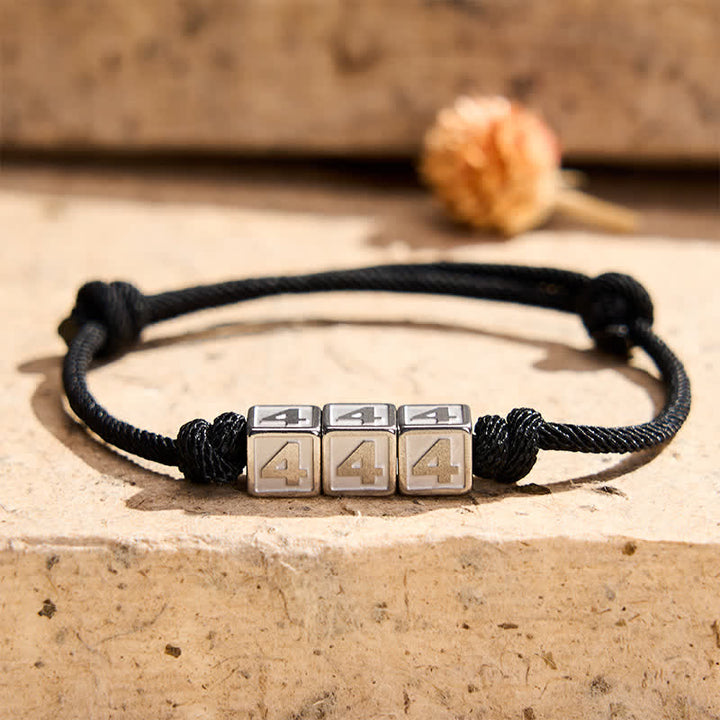 Buddha Stones Titanium Steel 000-999 Angel Numbers Adjustable Black String Faith Bracelet - image 14