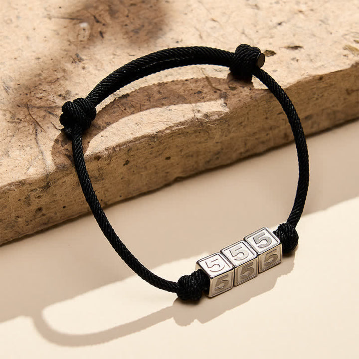 Buddha Stones Titanium Steel 000-999 Angel Numbers Adjustable Black String Faith Bracelet - image 18