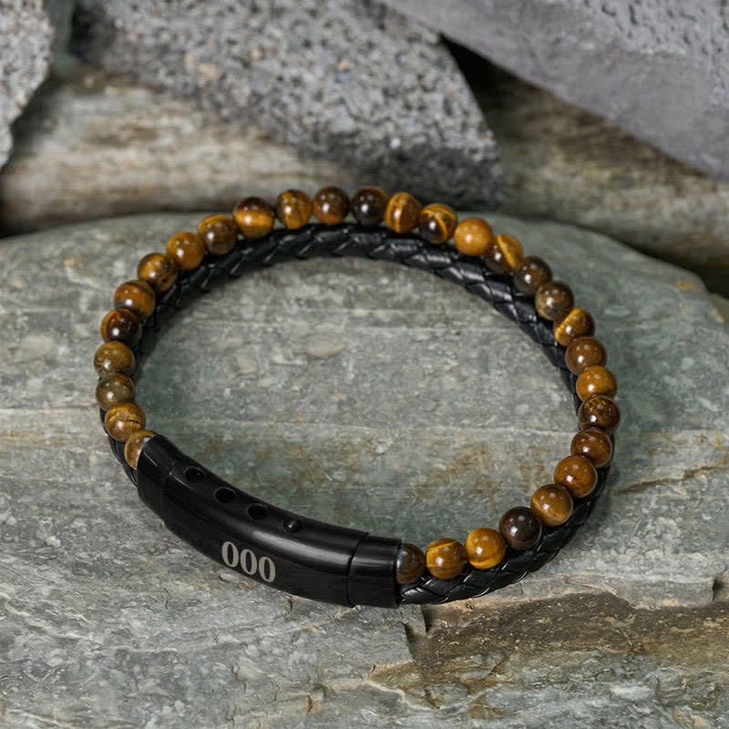 Buddha Stones Tiger Eye Angel Numbers Double Wrap Leather Faith Bracelet - image 40