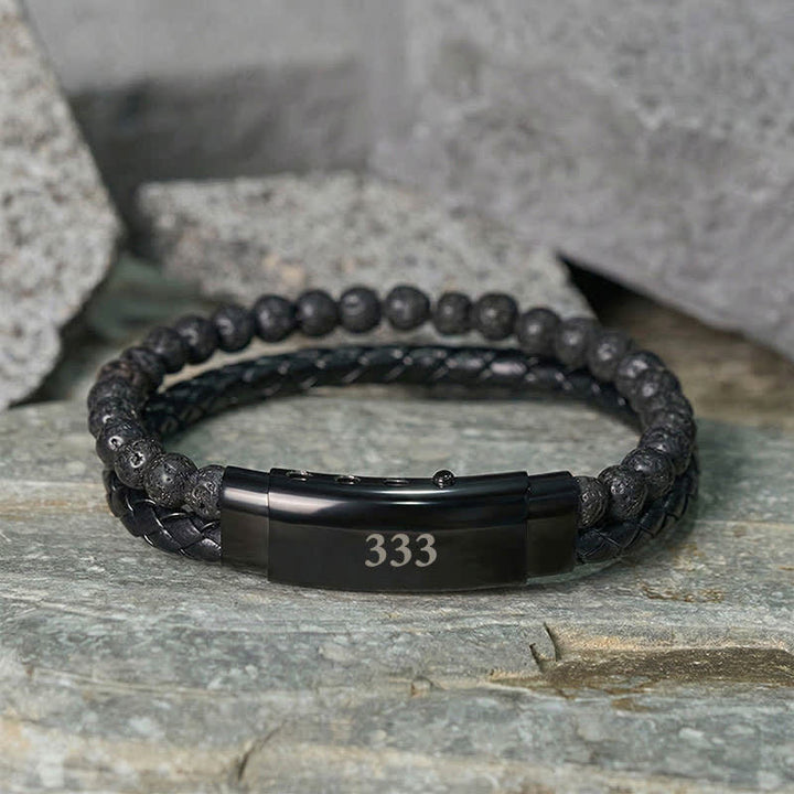 Buddha Stones Lava Rock Angel Numbers Double Wrap Leather Faith Bracelet - image 20