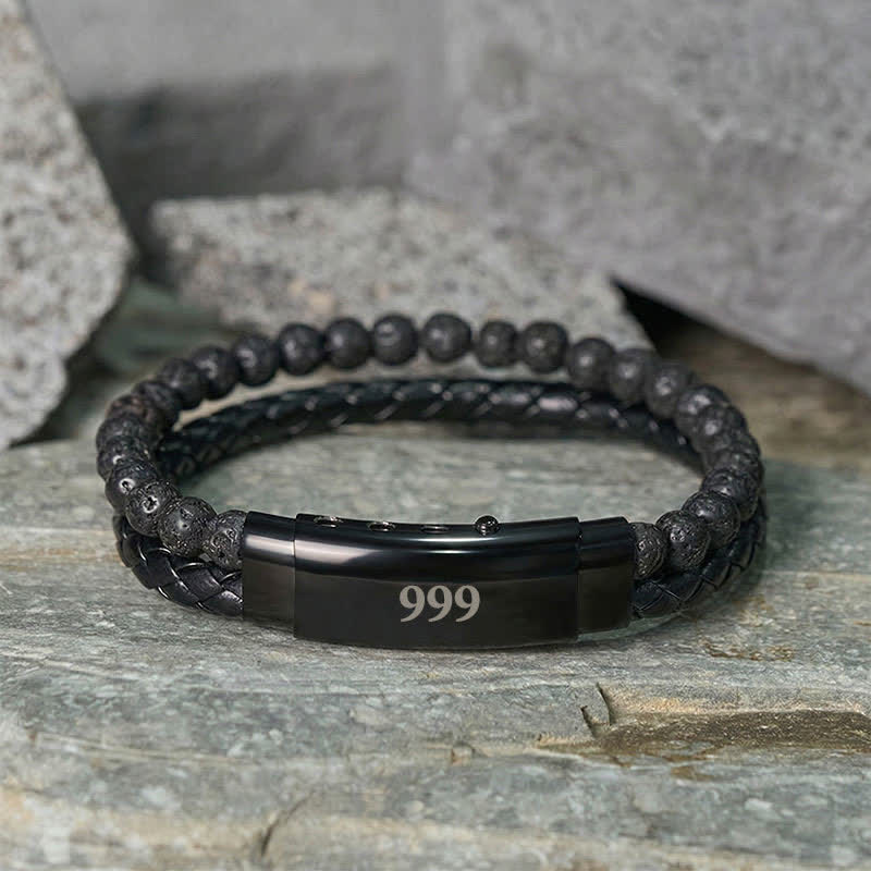 Buddha Stones Lava Rock Angel Numbers Double Wrap Leather Faith Bracelet - image 40