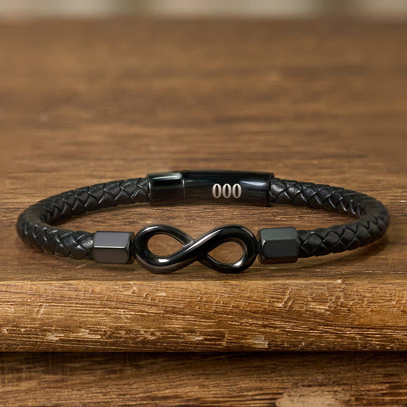 Buddha Stones Angel Numbers Infinity Symbol Leather Faith Bracelet - 000(Wrist Circumference: 18-19cm) - image 38