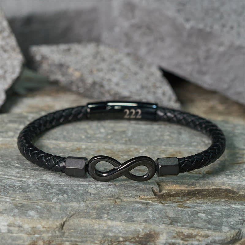 Buddha Stones Angel Numbers Infinity Symbol Leather Faith Bracelet - image 4