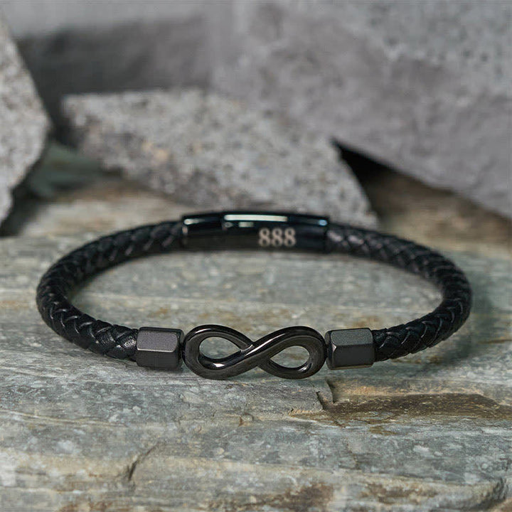 Buddha Stones Angel Numbers Infinity Symbol Leather Faith Bracelet - image 31