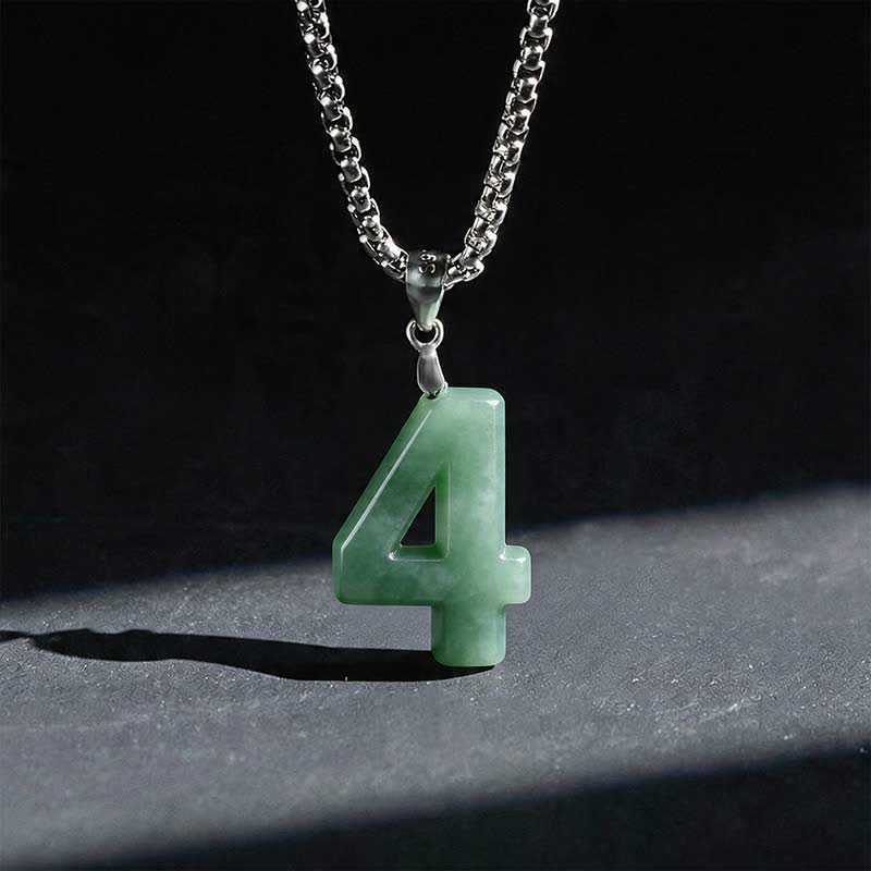 Buddha Stones Natural 0-9 Angel Numbers Jade Titanium Steel Chain Prosperity Necklace Pendant - 4 - image 18