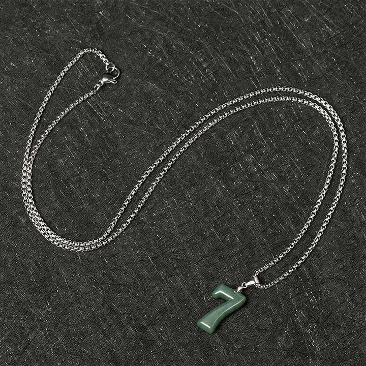 Buddha Stones Natural 0-9 Angel Numbers Jade Titanium Steel Chain Prosperity Necklace Pendant - image 32