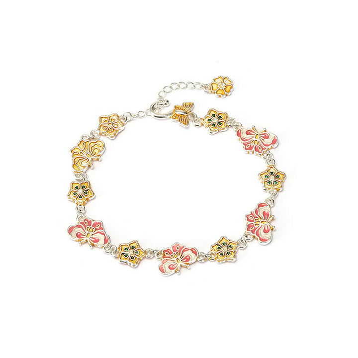 Buddha Stones Copper Enamel Butterfly Floral Love Bracelet - image 4