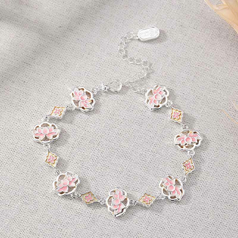 Buddha Stones Copper Enamel Lotus Floral New Beginning Bracelet - image 1