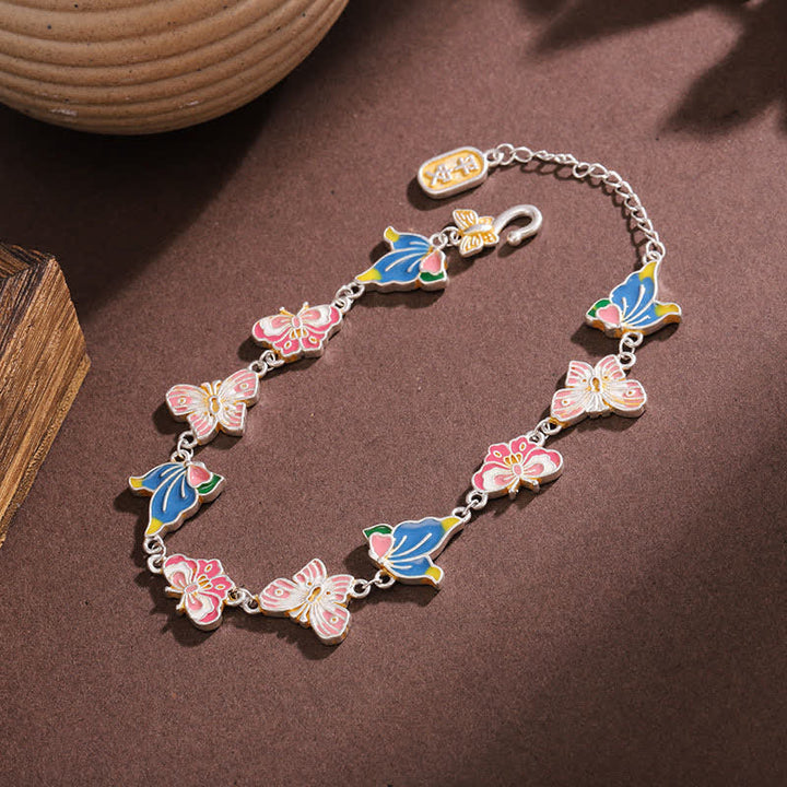 Buddha Stones Copper Enamel Butterfly Love Adjustable Bracelet - image 1