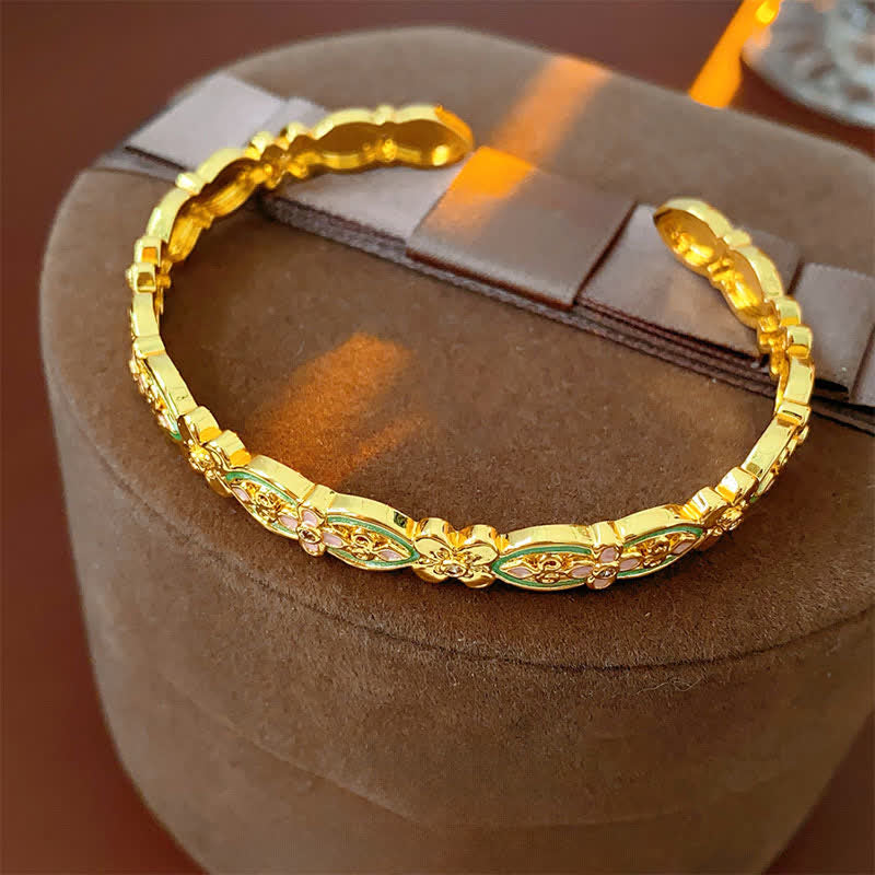 Buddha Stones Copper Enamel Floral Balance Cuff Bracelet - image 2