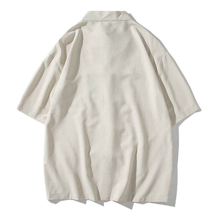 Buddha Stones Summer Tang Style Mandarin Collar Frog Button Bamboo Embroidery Men's Short Sleeve Shirts - image 31