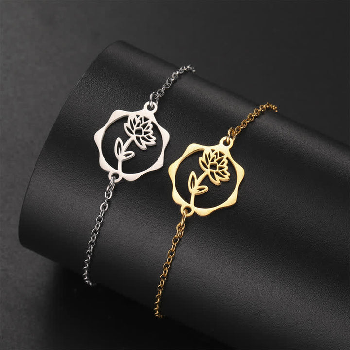 Buddha Stones Titanium Steel Birth Flower New beginning Bracelet - image 21
