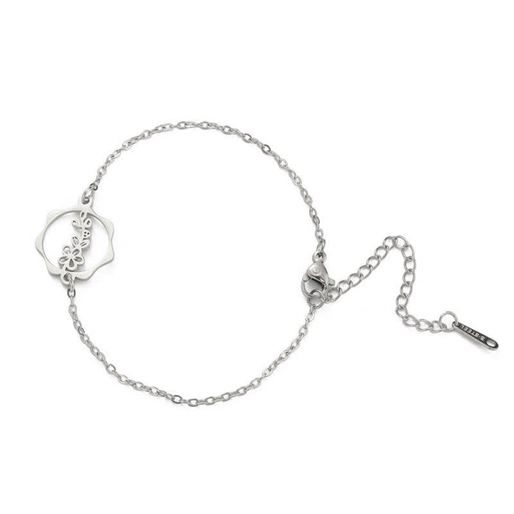 Buddha Stones Titanium Steel Birth Flower New beginning Bracelet - Hawthorn Flower - Silvery Titanium Steel - image 25
