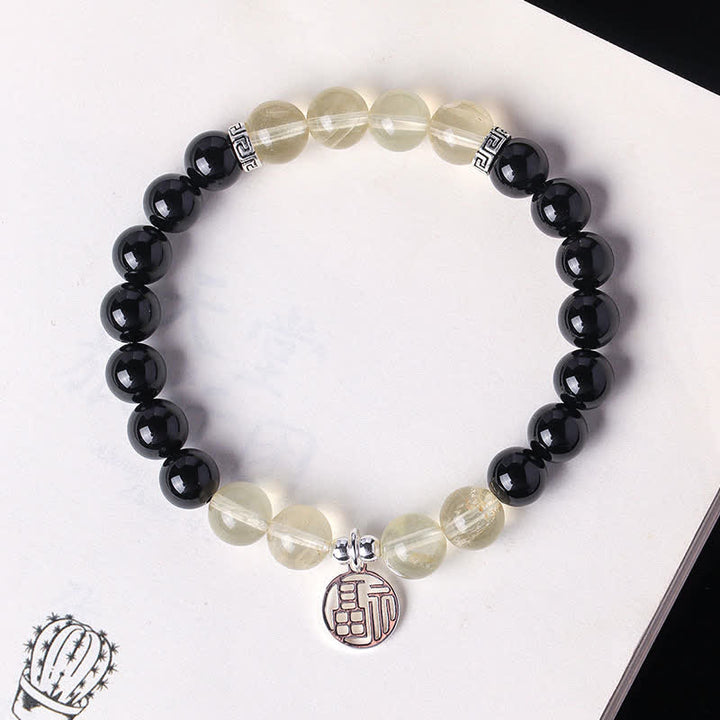 Buddha Stones Black Onyx Fu Character Beaded Luck Bracelet - image 3