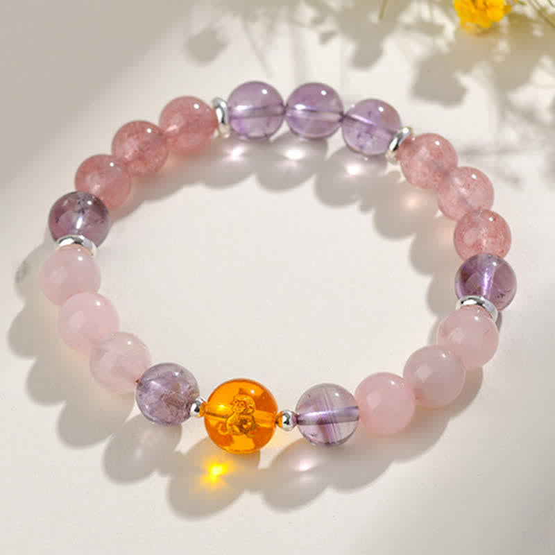 Buddha Stones Natural Crystals Silver Sheen Obsidian Chinese Zodiac Protection Bracelet - image 43