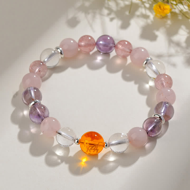 Buddha Stones Natural Crystals Silver Sheen Obsidian Chinese Zodiac Protection Bracelet - image 20