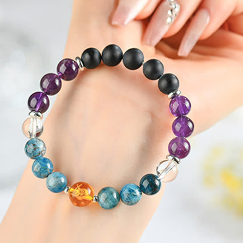 Buddha Stones Natural Crystals Silver Sheen Obsidian Chinese Zodiac Protection Bracelet - Rabbit(Wrist Circumference:15–16 cm) - image 13