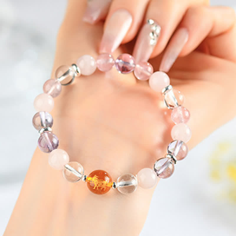 Buddha Stones Natural Crystals Silver Sheen Obsidian Chinese Zodiac Protection Bracelet - Goat(Wrist Circumference:15–16 cm) - image 18