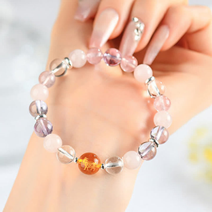 Buddha Stones Natural Crystals Silver Sheen Obsidian Chinese Zodiac Protection Bracelet - Goat(Wrist Circumference:15–16 cm) - image 18
