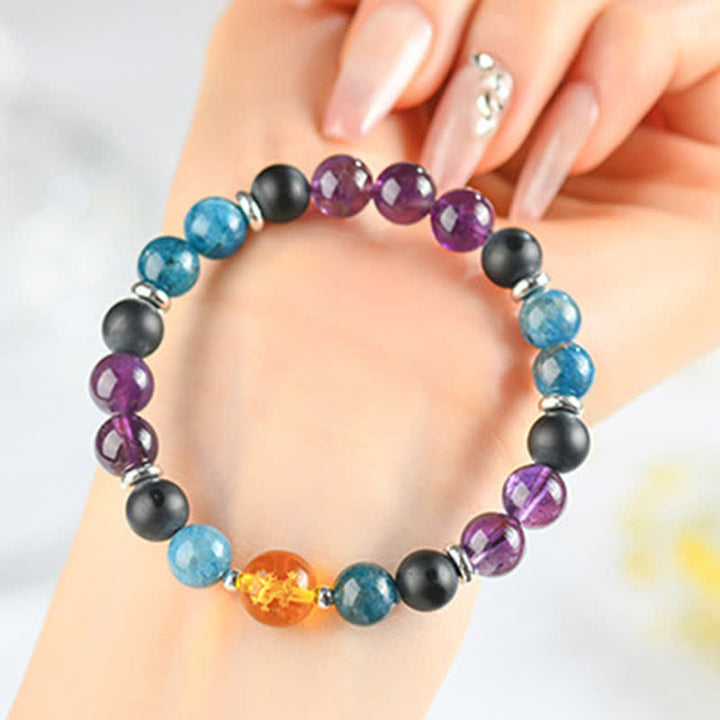 Buddha Stones Natural Crystals Silver Sheen Obsidian Chinese Zodiac Protection Bracelet - Dragon(Wrist Circumference:15–16 cm) - image 28