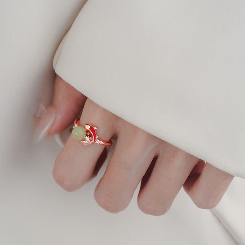 Buddha Stones Copper Koi Fish Success Pearl Inspired Adjustable Open Ring - image 12