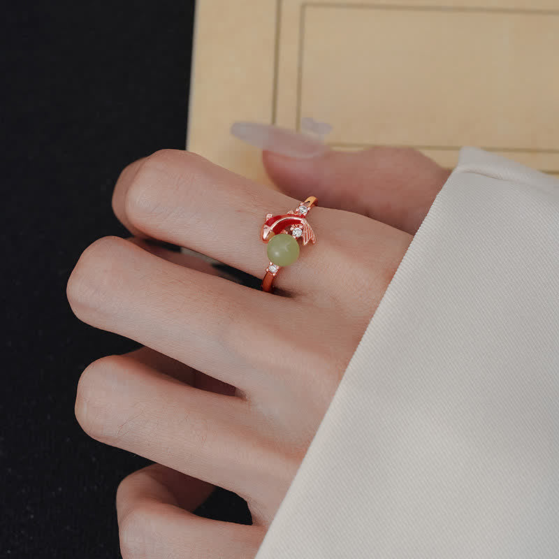 Buddha Stones Copper Koi Fish Success Pearl Inspired Adjustable Open Ring - image 15