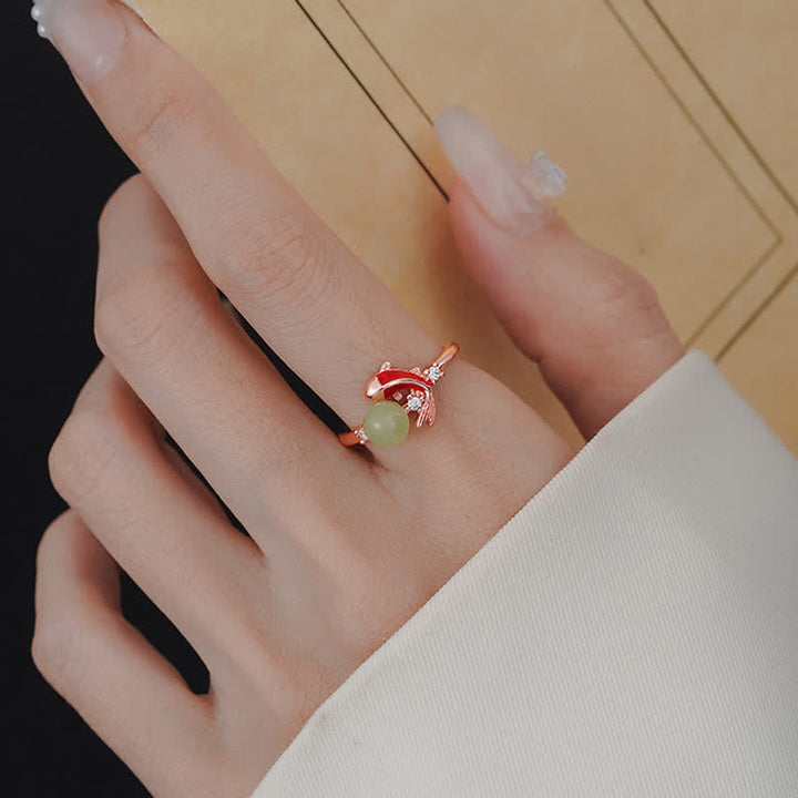Buddha Stones Copper Koi Fish Success Pearl Inspired Adjustable Open Ring - image 16